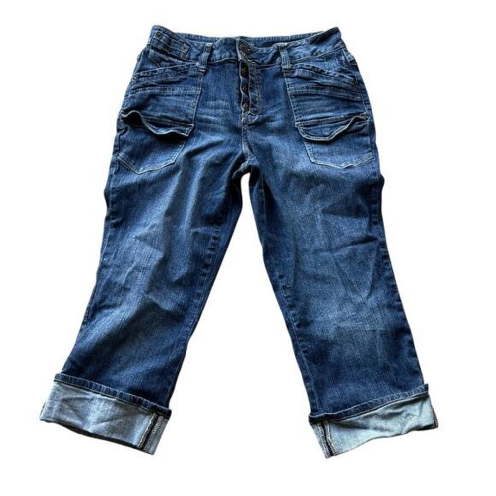 GITANO Vintage denim blue jean button fly cuffed cropped EUC plus SZ 16